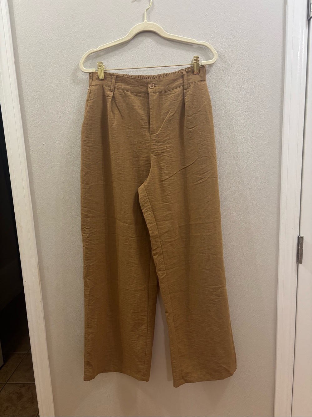 Feiersi elastic waist pant Wide-Leg Chinos in Tan Brown